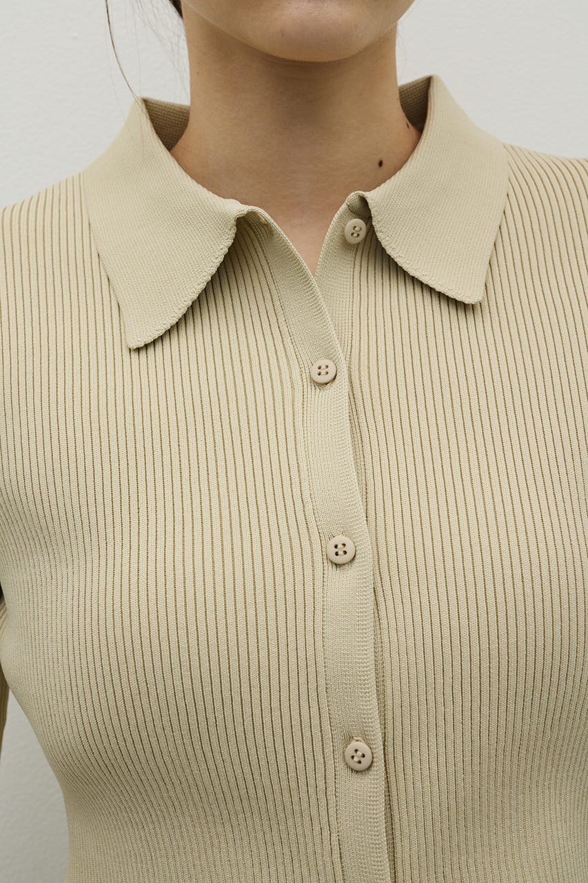 2ピースハーフスリーブポロニットワンピース BEG S