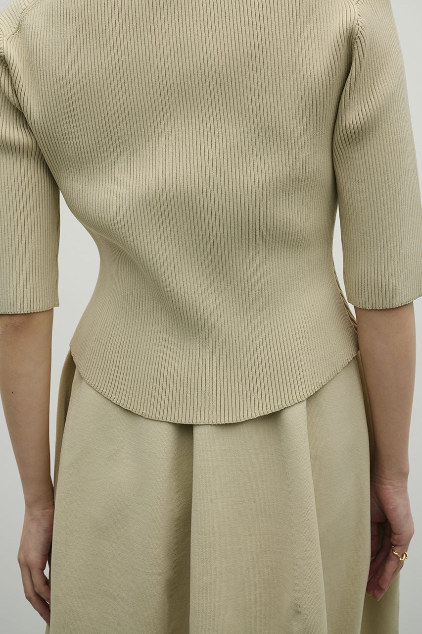 2ピースハーフスリーブポロニットワンピース BEG S