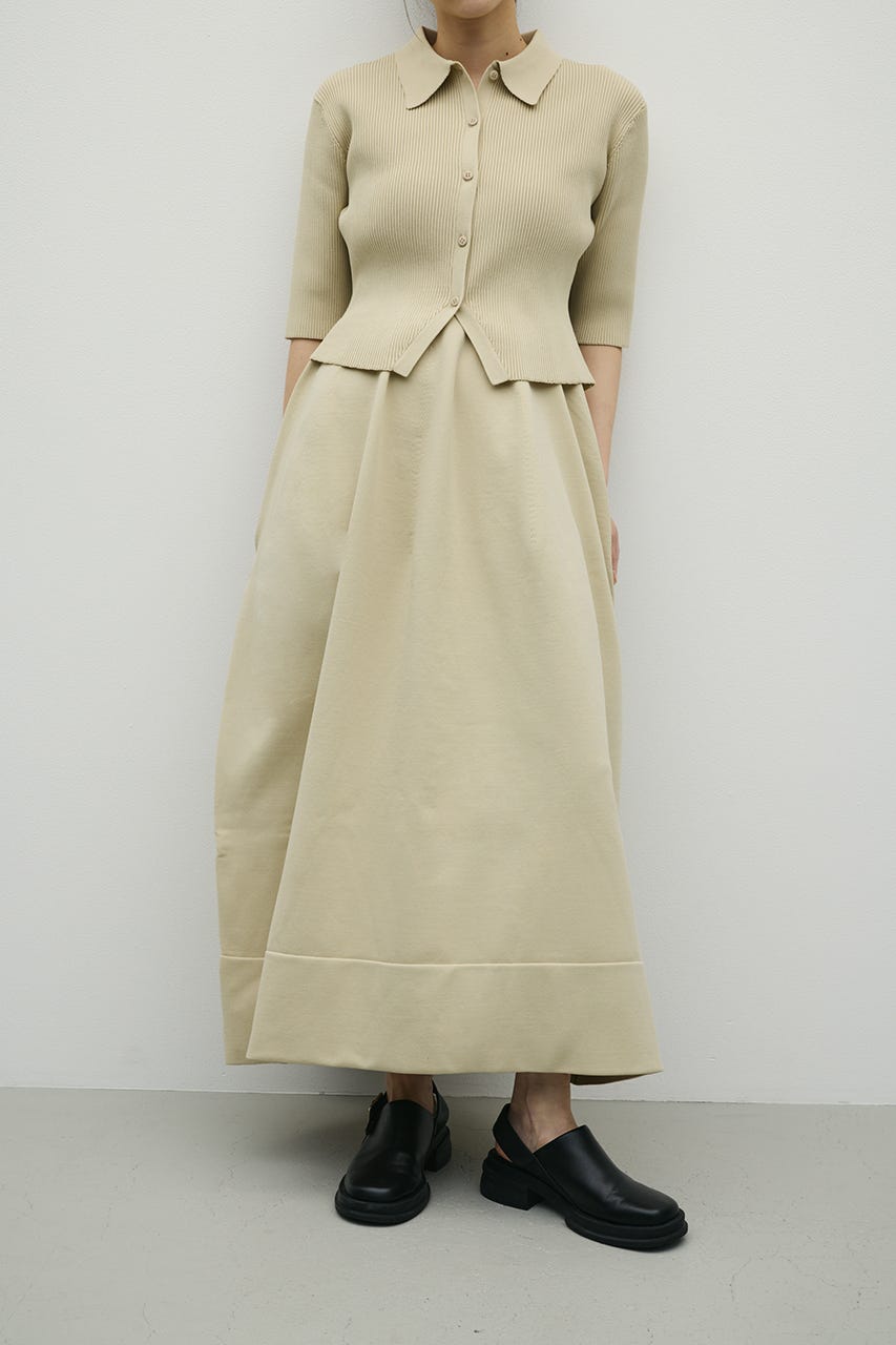 2ピースハーフスリーブポロニットワンピース BEG S