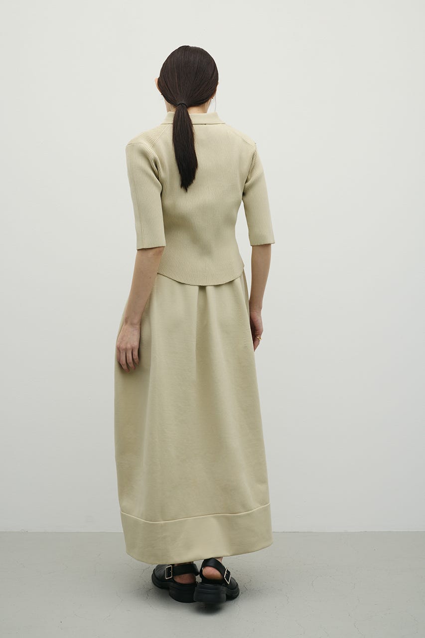 2ピースハーフスリーブポロニットワンピース BEG S