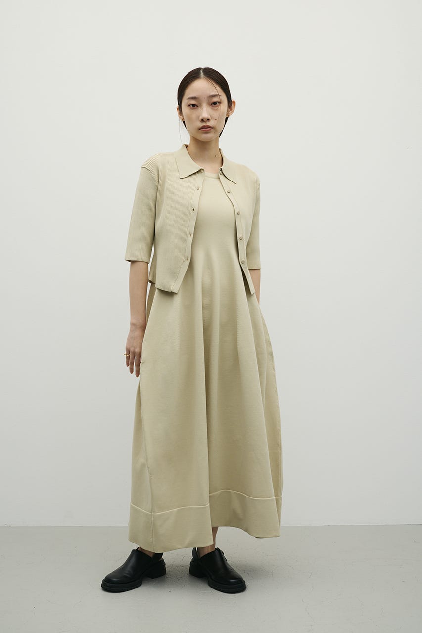 2ピースハーフスリーブポロニットワンピース BEG S