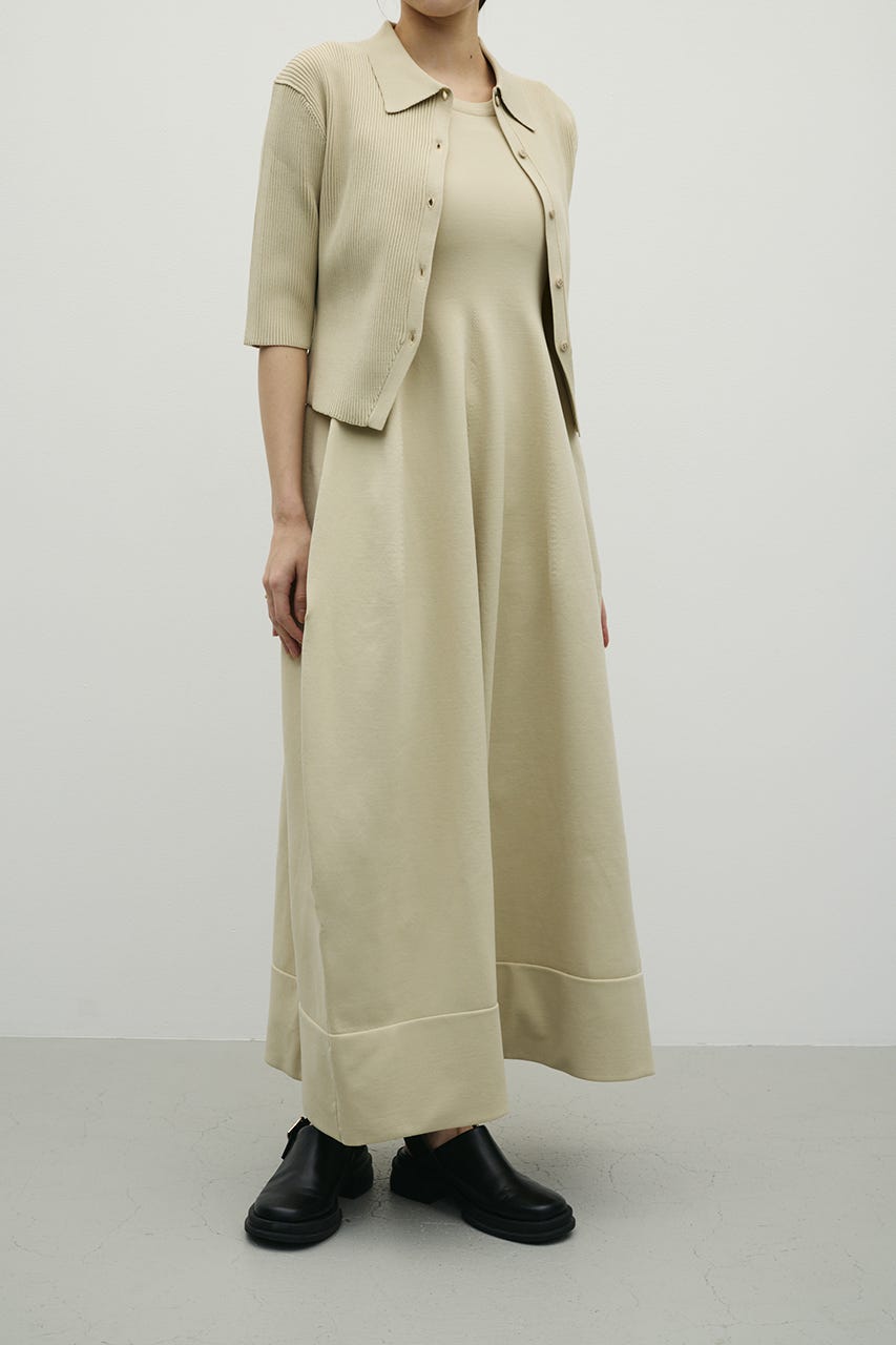 2ピースハーフスリーブポロニットワンピース BEG S