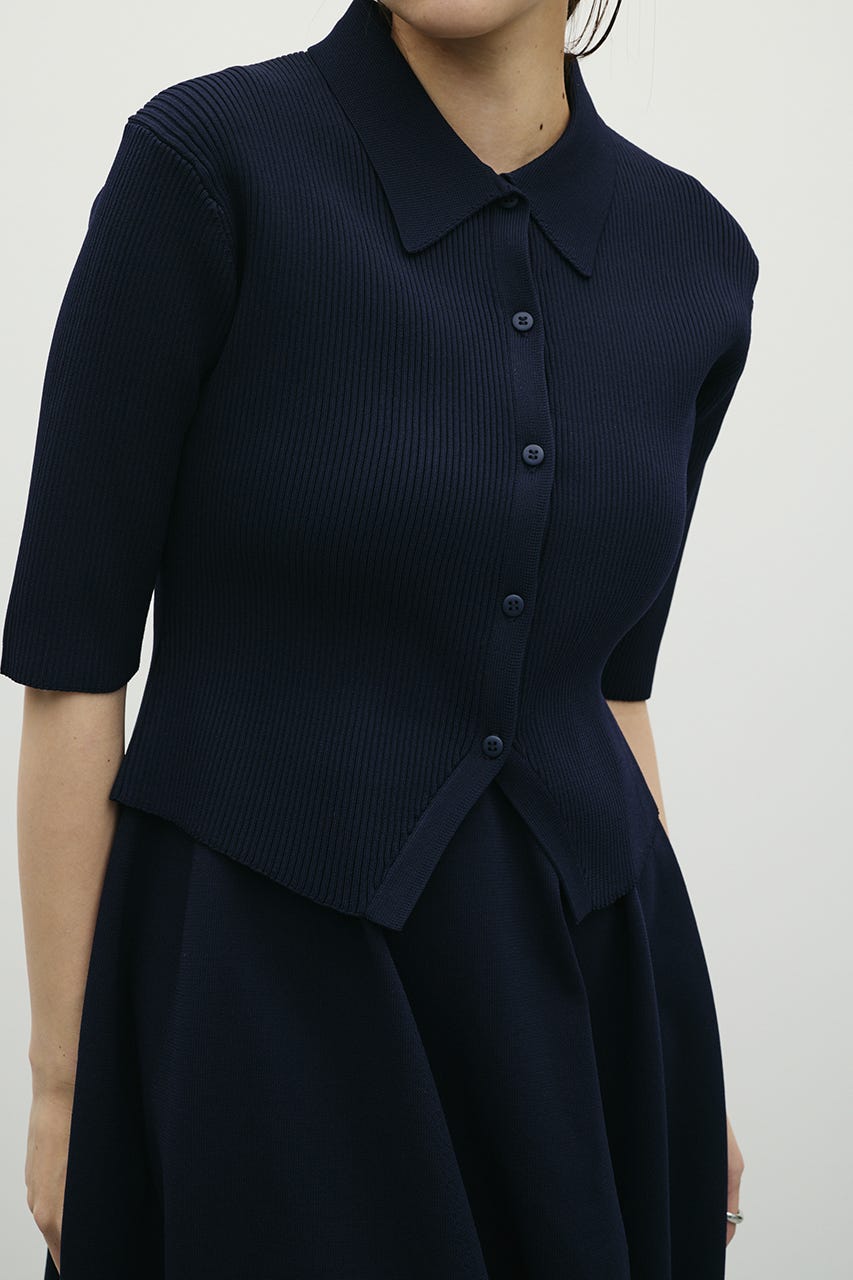 2ピースハーフスリーブポロニットワンピース NVY M