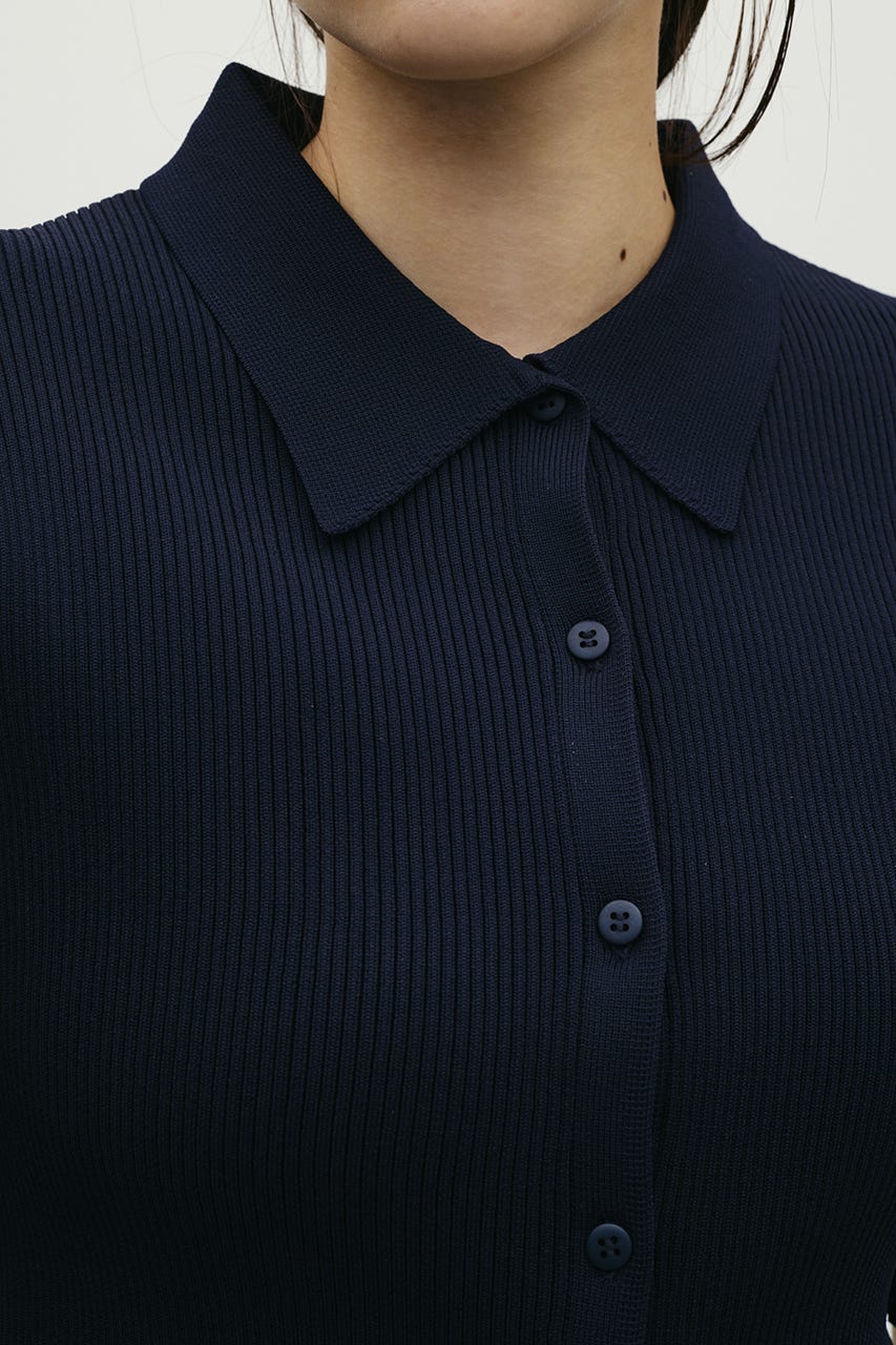 2ピースハーフスリーブポロニットワンピース NVY M