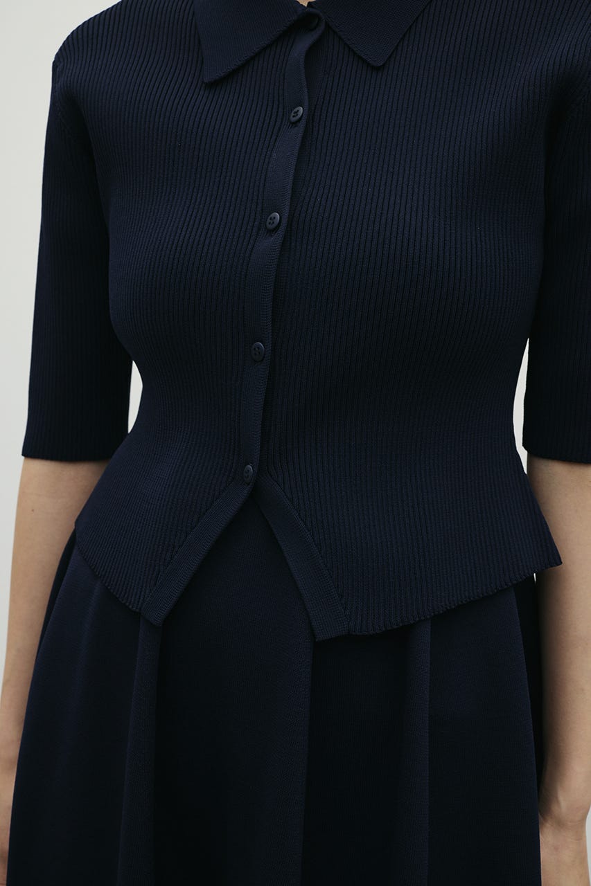 2ピースハーフスリーブポロニットワンピース NVY M
