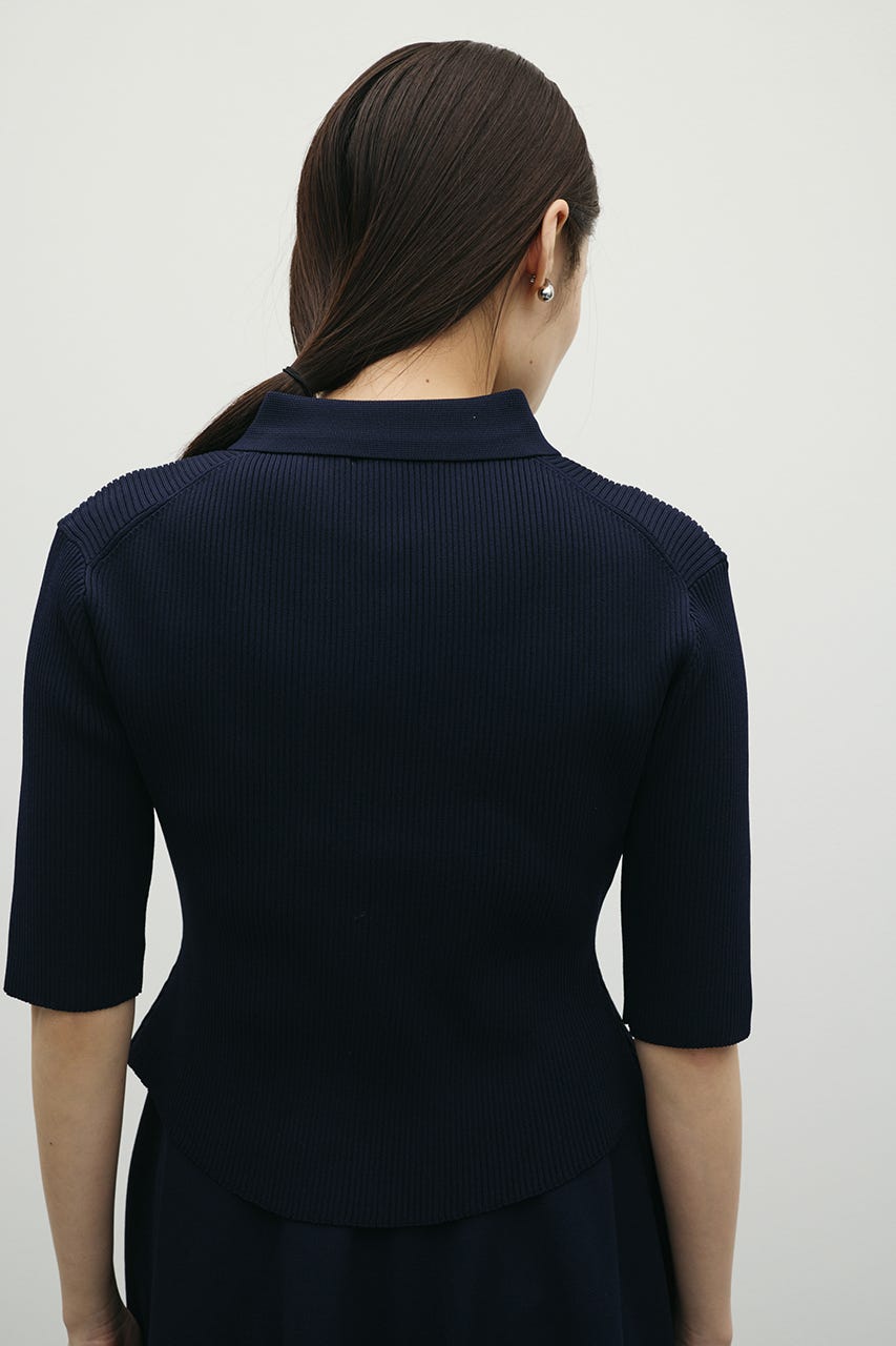 2ピースハーフスリーブポロニットワンピース NVY M