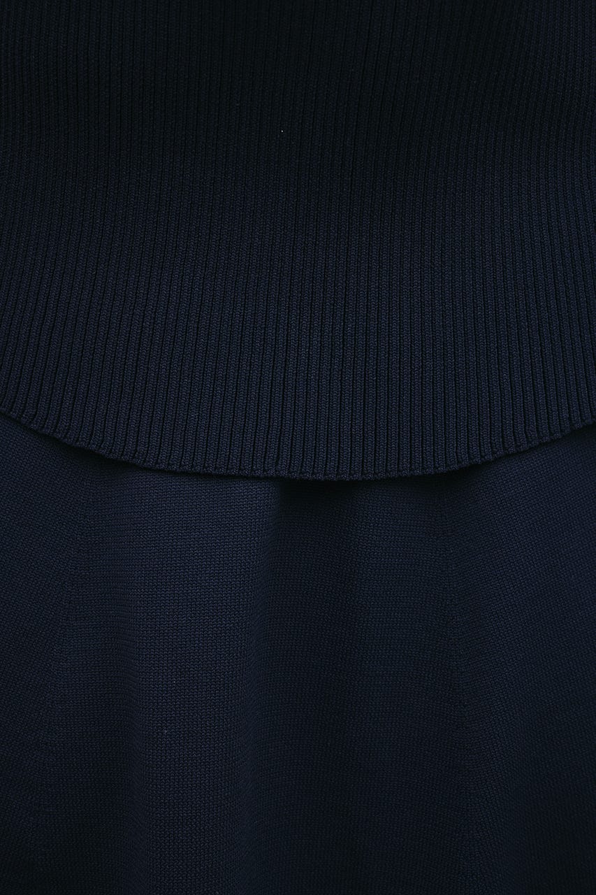 2ピースハーフスリーブポロニットワンピース NVY M