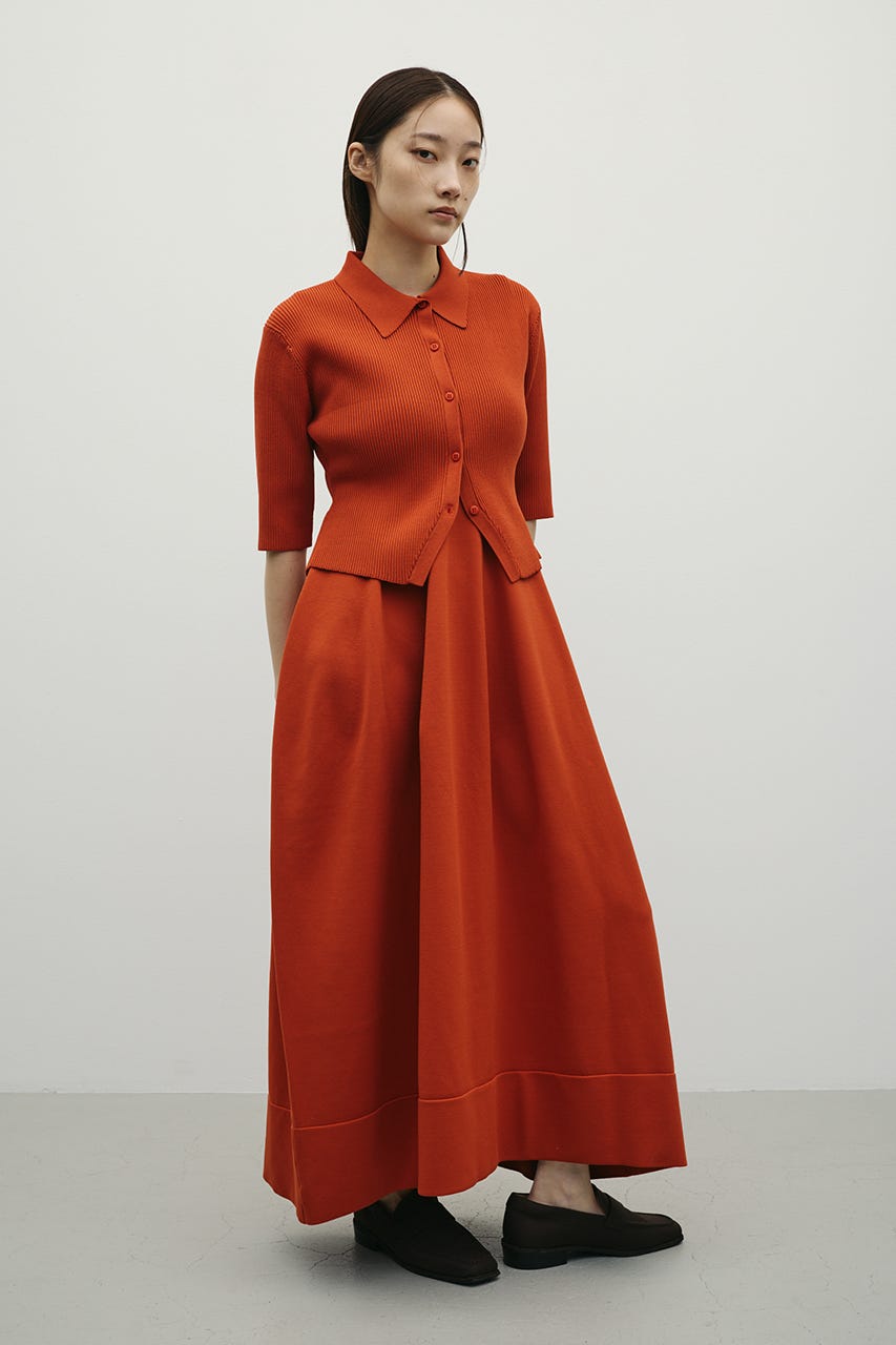 2ピースハーフスリーブポロニットワンピース ORG S