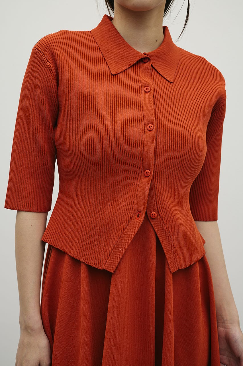 2ピースハーフスリーブポロニットワンピース ORG S