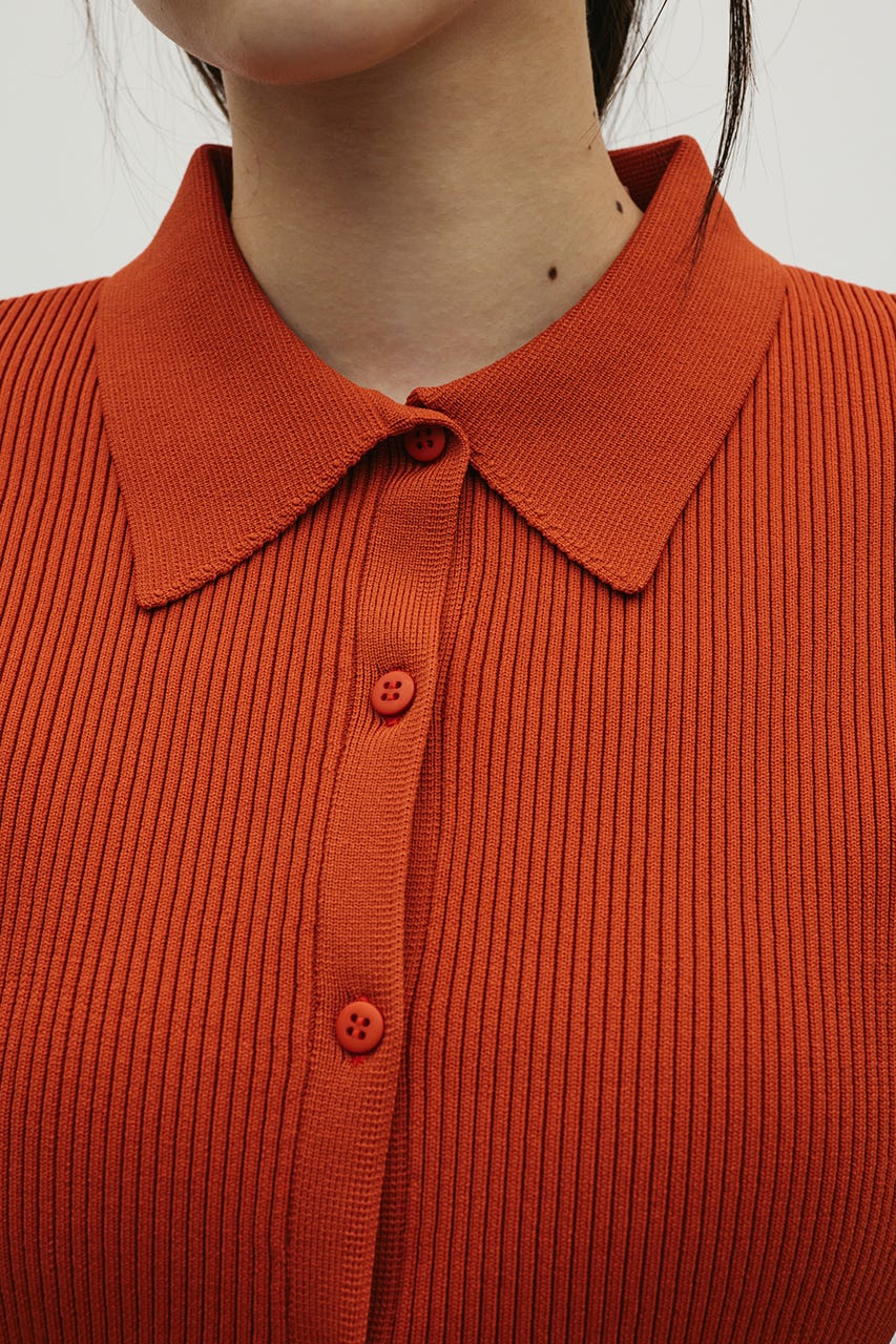 2ピースハーフスリーブポロニットワンピース ORG S