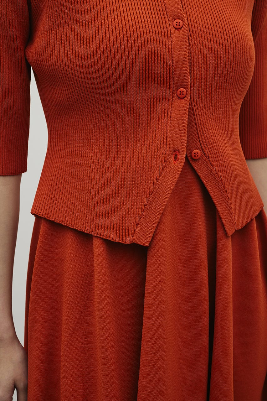 2ピースハーフスリーブポロニットワンピース ORG S