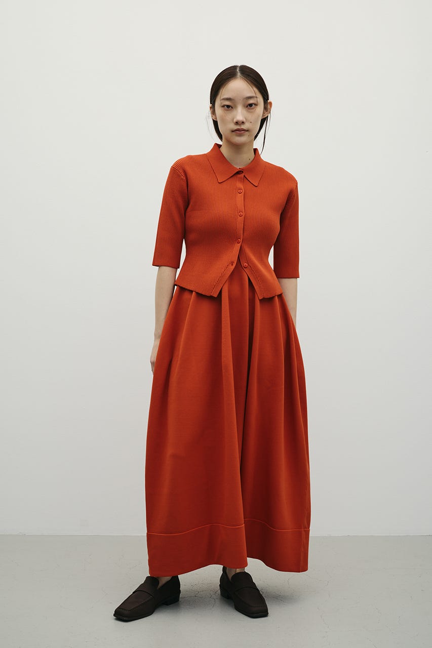 2ピースハーフスリーブポロニットワンピース ORG S