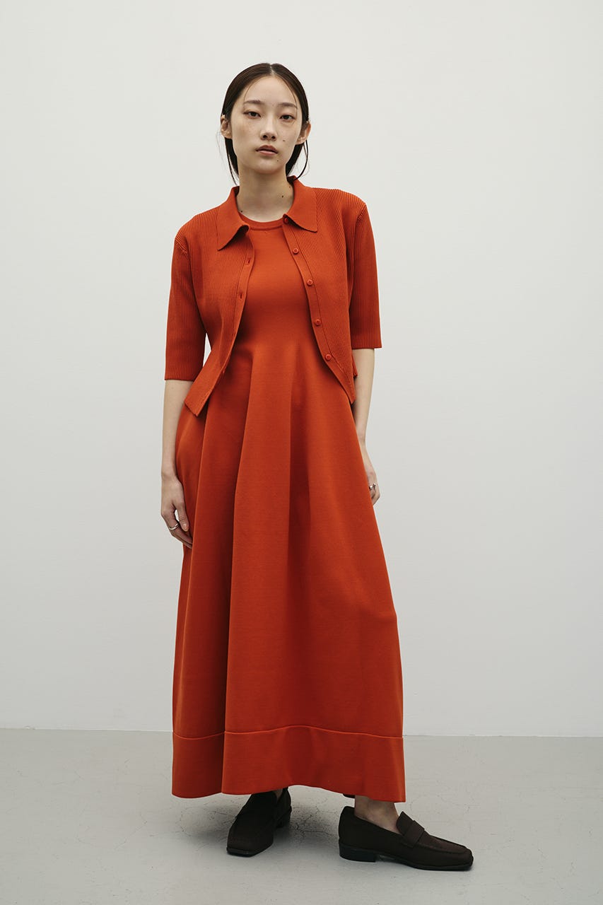 2ピースハーフスリーブポロニットワンピース ORG S