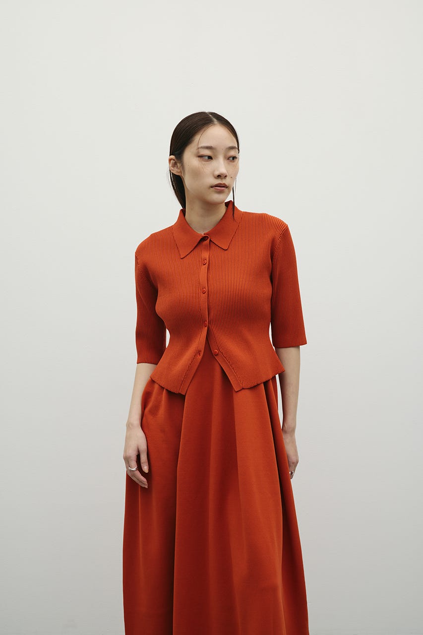 2ピースハーフスリーブポロニットワンピース ORG S