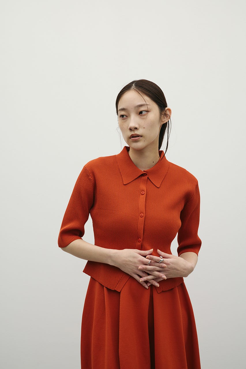 2ピースハーフスリーブポロニットワンピース ORG S