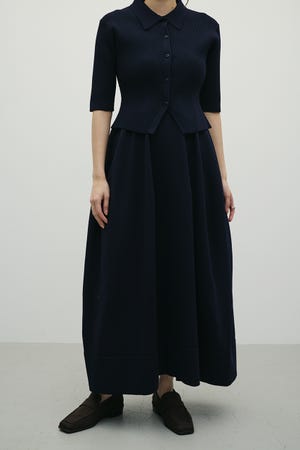 2ピースハーフスリーブポロニットワンピース