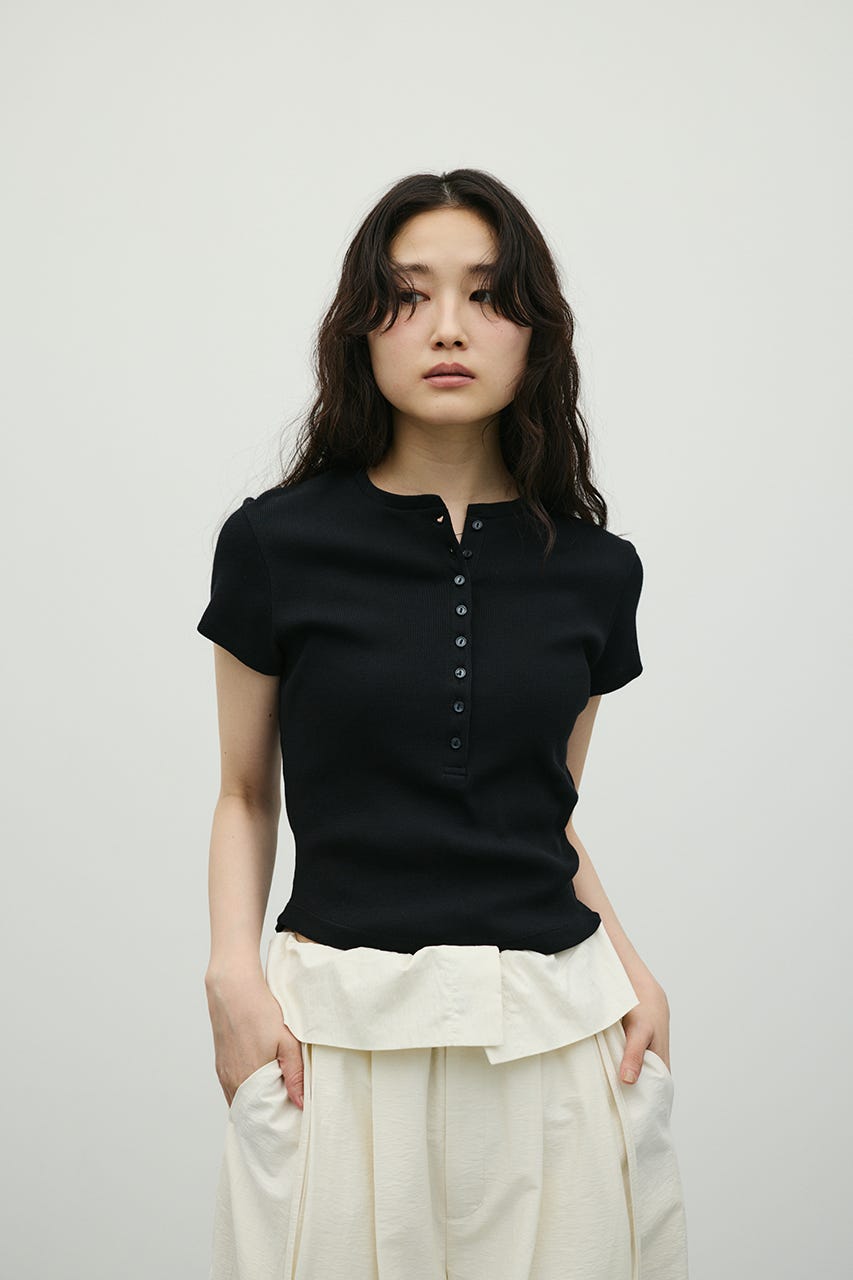 ヘンリーネックT BLK FREE