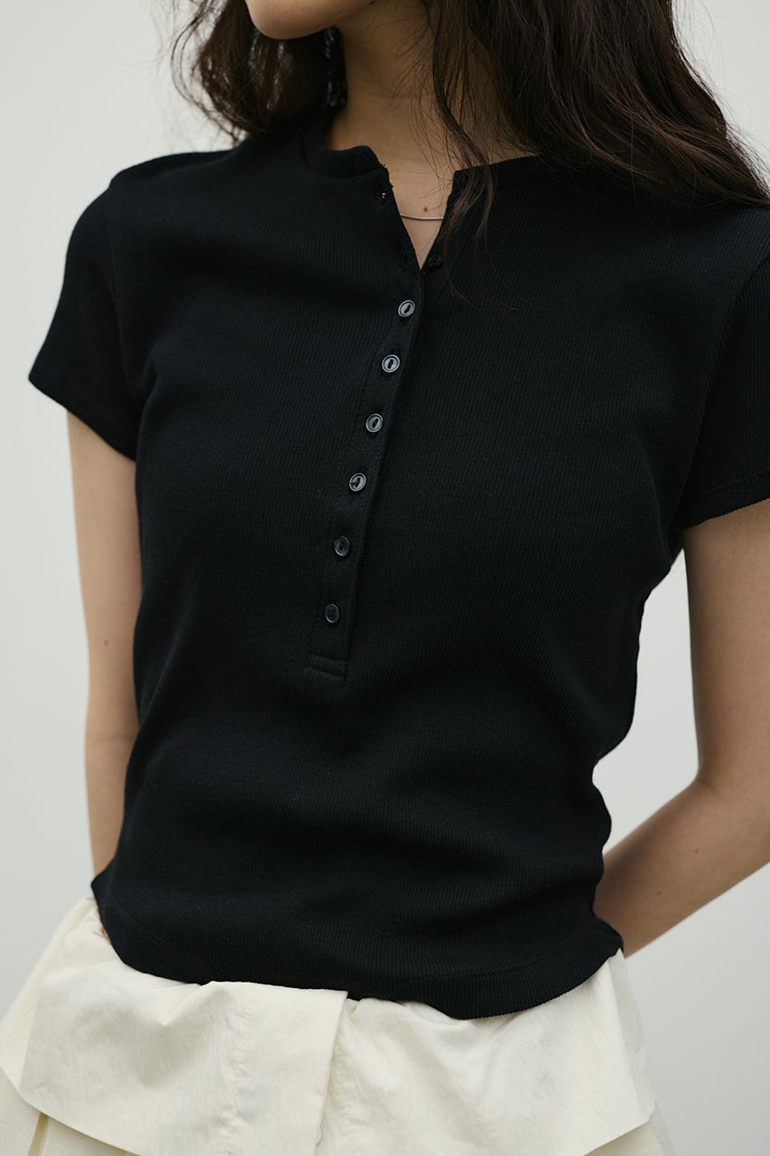 ヘンリーネックT BLK FREE