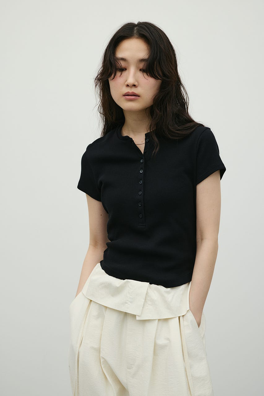 ヘンリーネックT BLK FREE