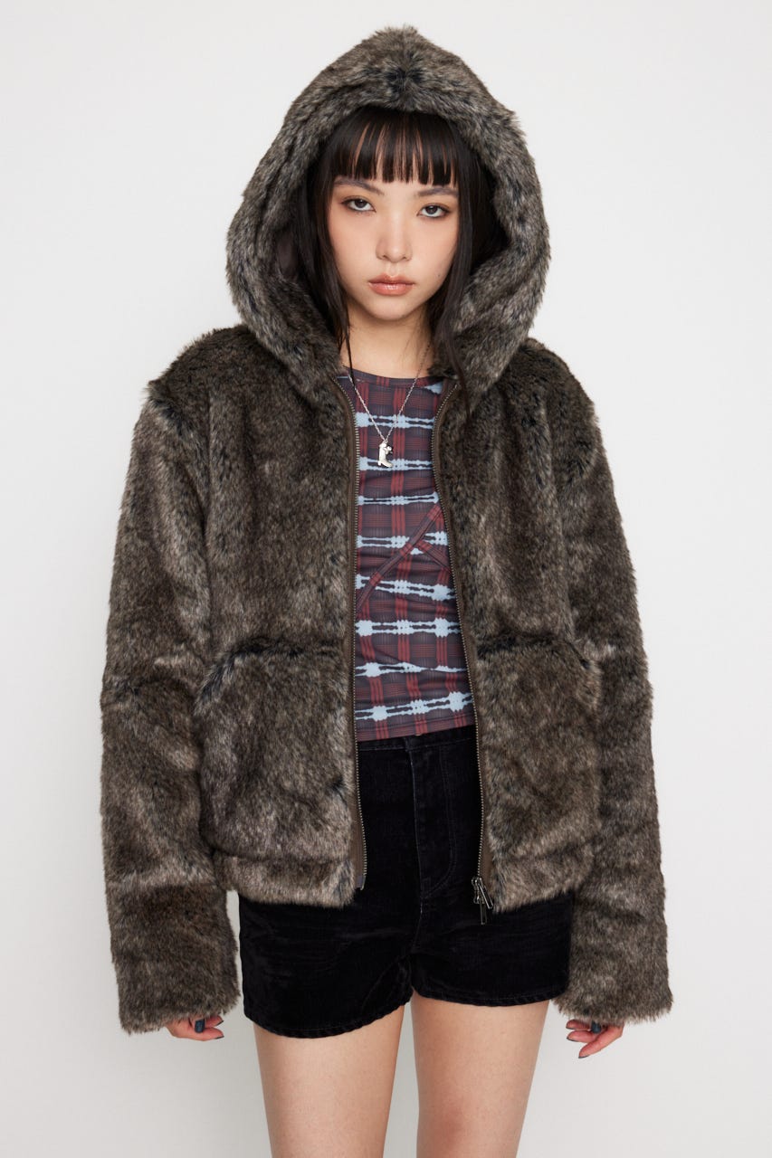 LAGUA GEM | FAUX FUR HOODIE ブルゾン (ブルゾン ) |SHEL'TTER