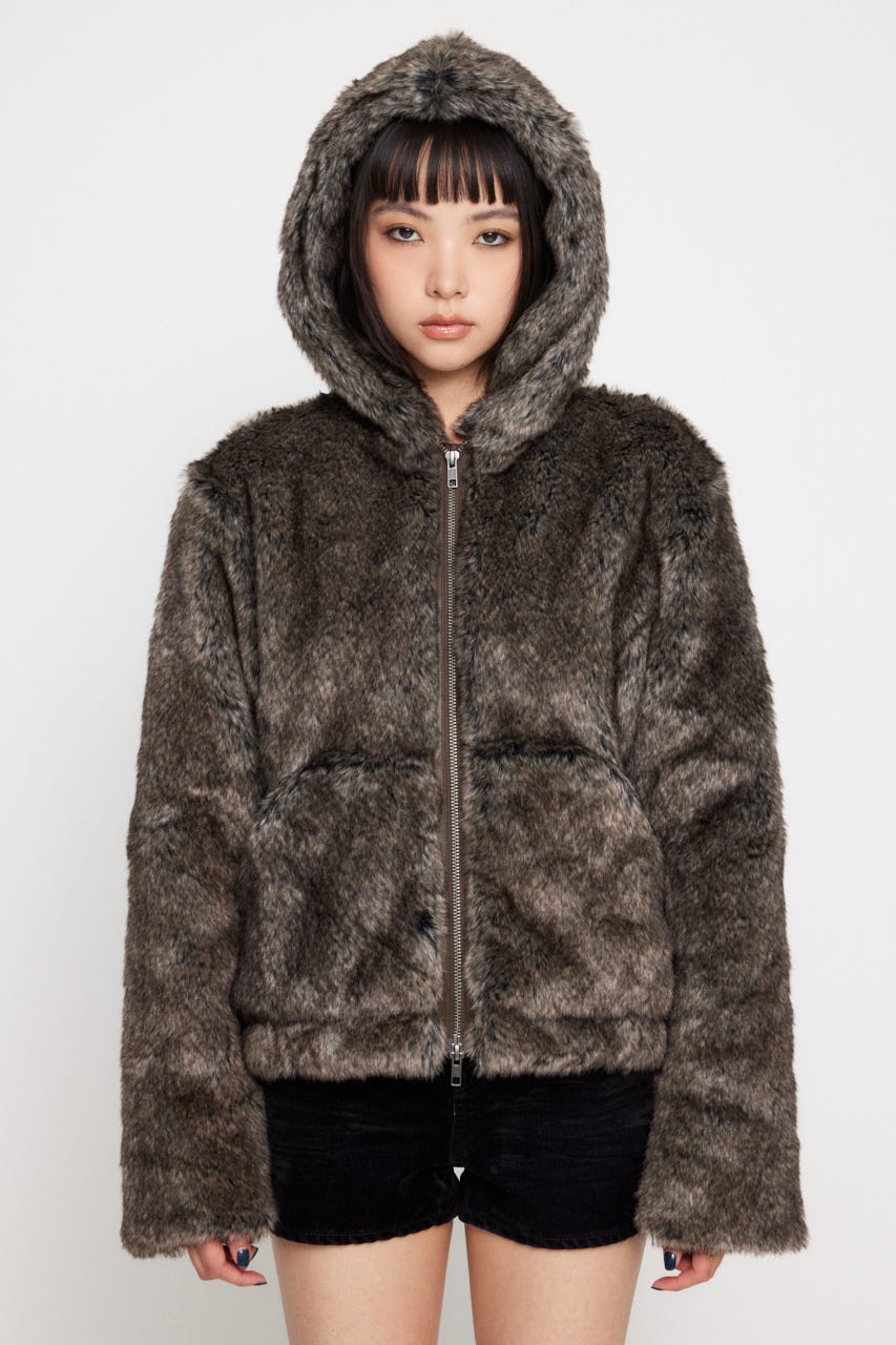 LAGUA GEM | FAUX FUR HOODIE ブルゾン (ブルゾン ) |SHEL'TTER