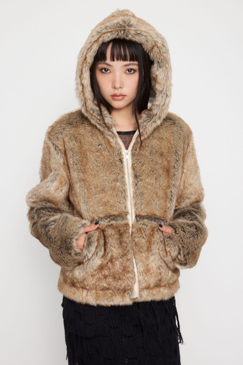 LAGUA GEM | FAUX FUR HOODIE ブルゾン (ブルゾン ) |SHEL'TTER
