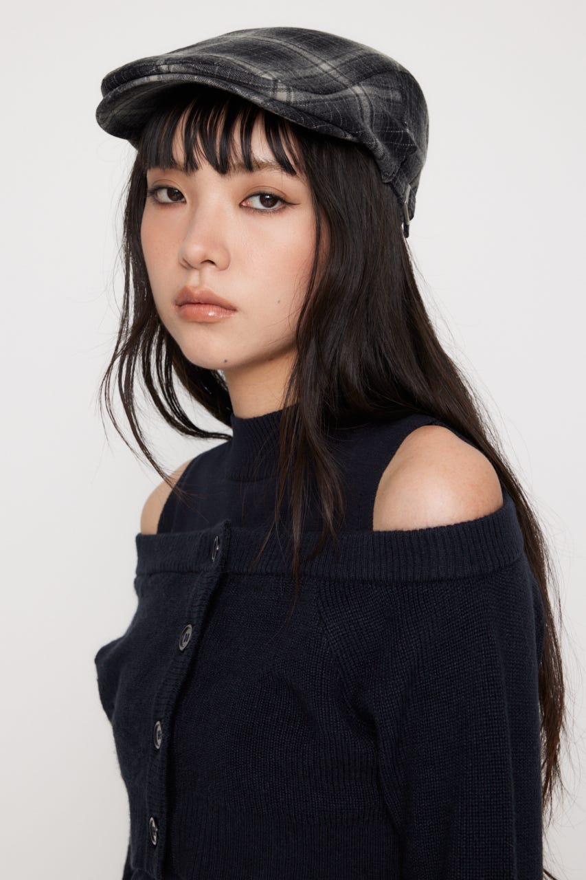 BRUSHED CHECK ハンチング BLK FREE