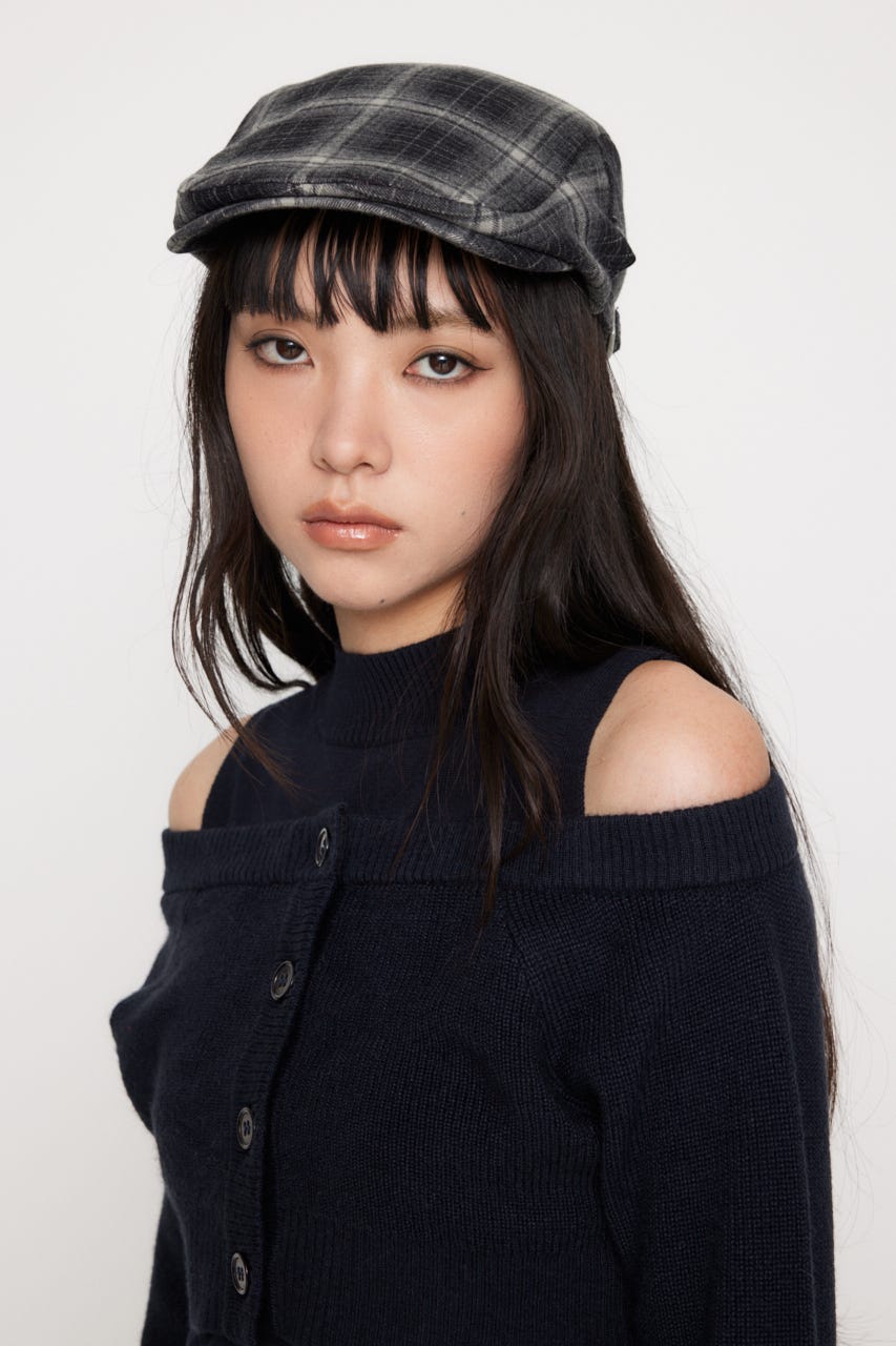 BRUSHED CHECK ハンチング BLK FREE