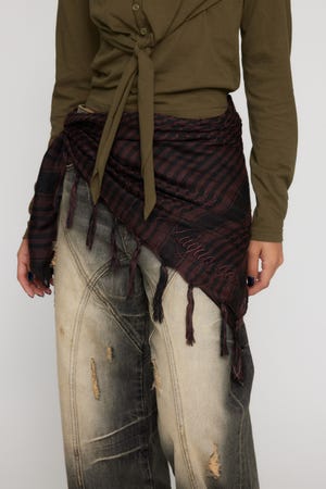 CHECK FRINGE スカーフ