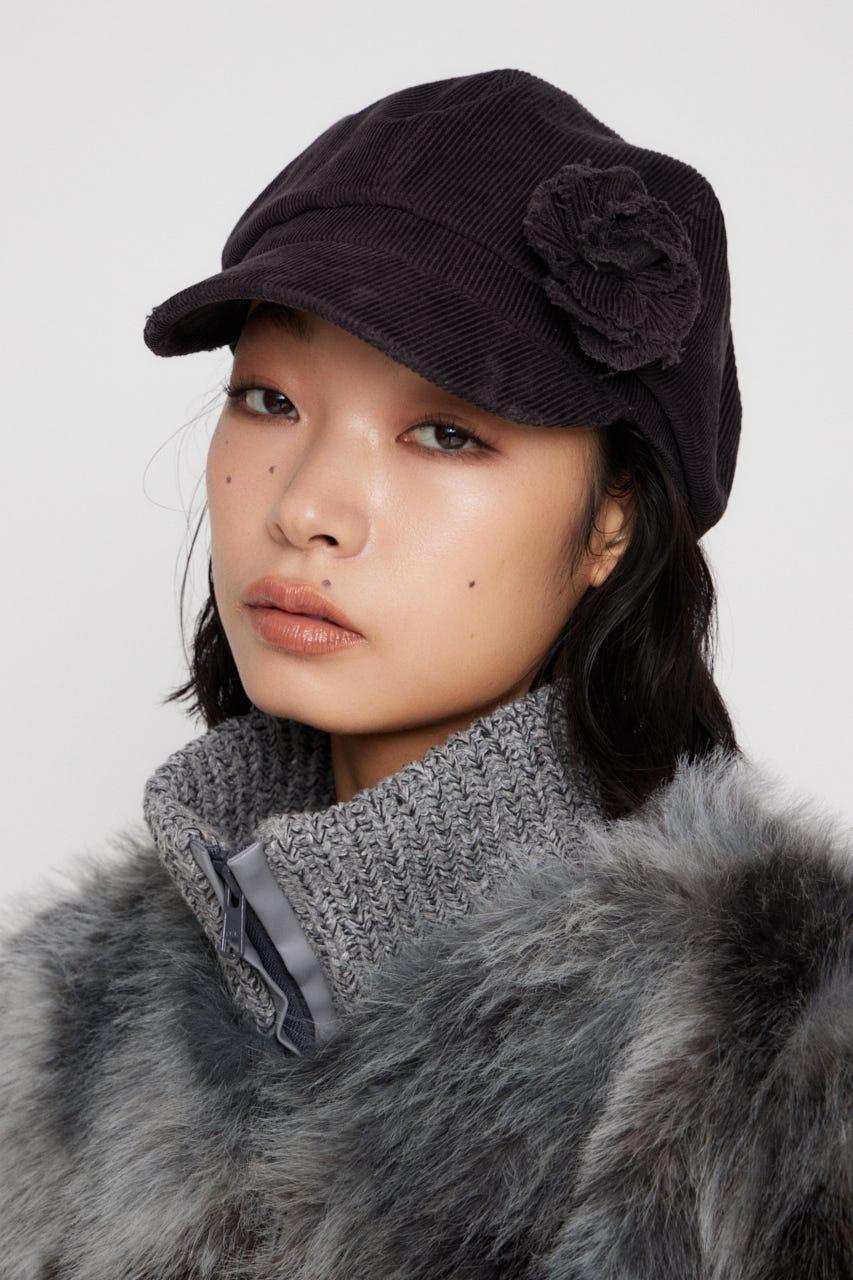 CORDUROY CORSAGE キャスケット BLK FREE