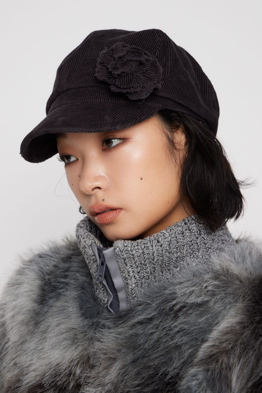 CORDUROY CORSAGE キャスケット BLK FREE