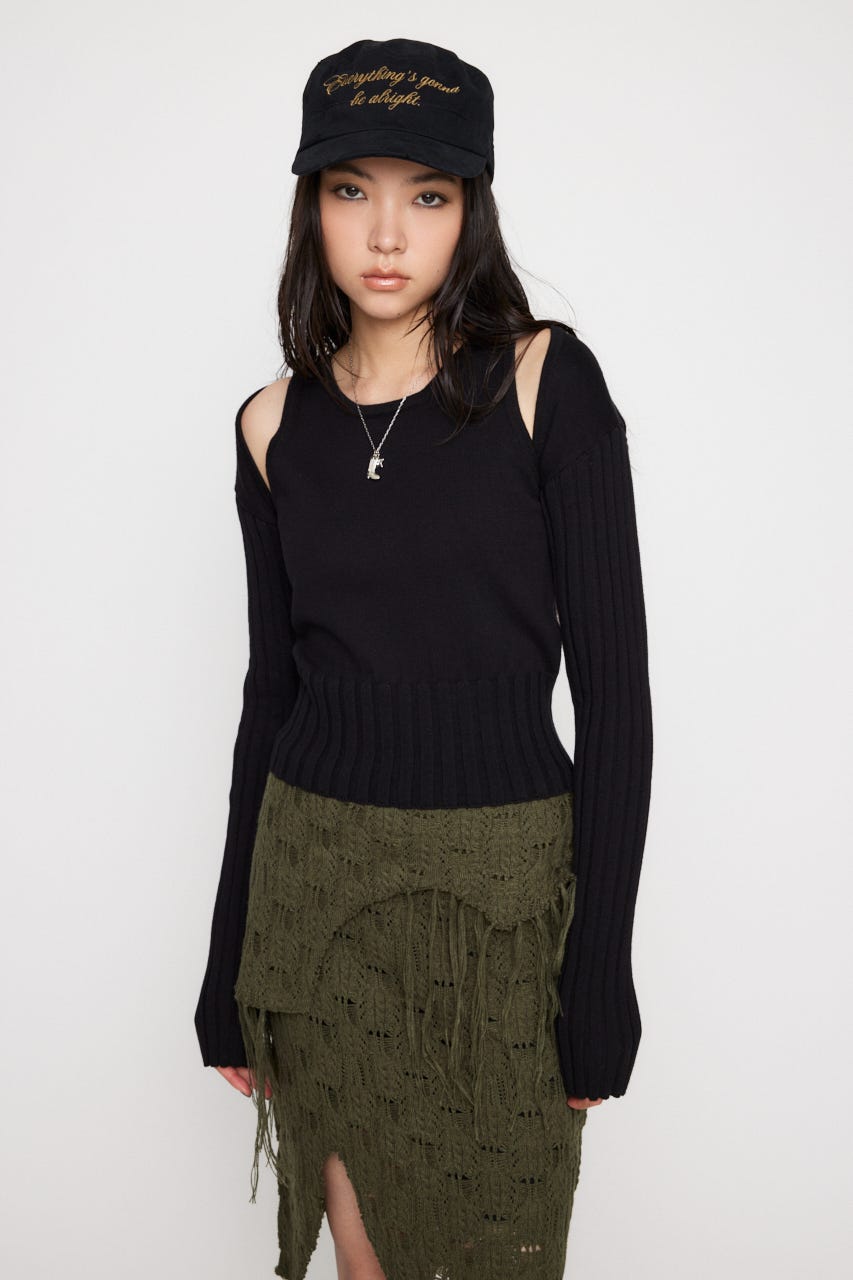 LAGUA GEM | RIB SLEEVE 2PIECE トップス (ニット ) |SHEL'TTER