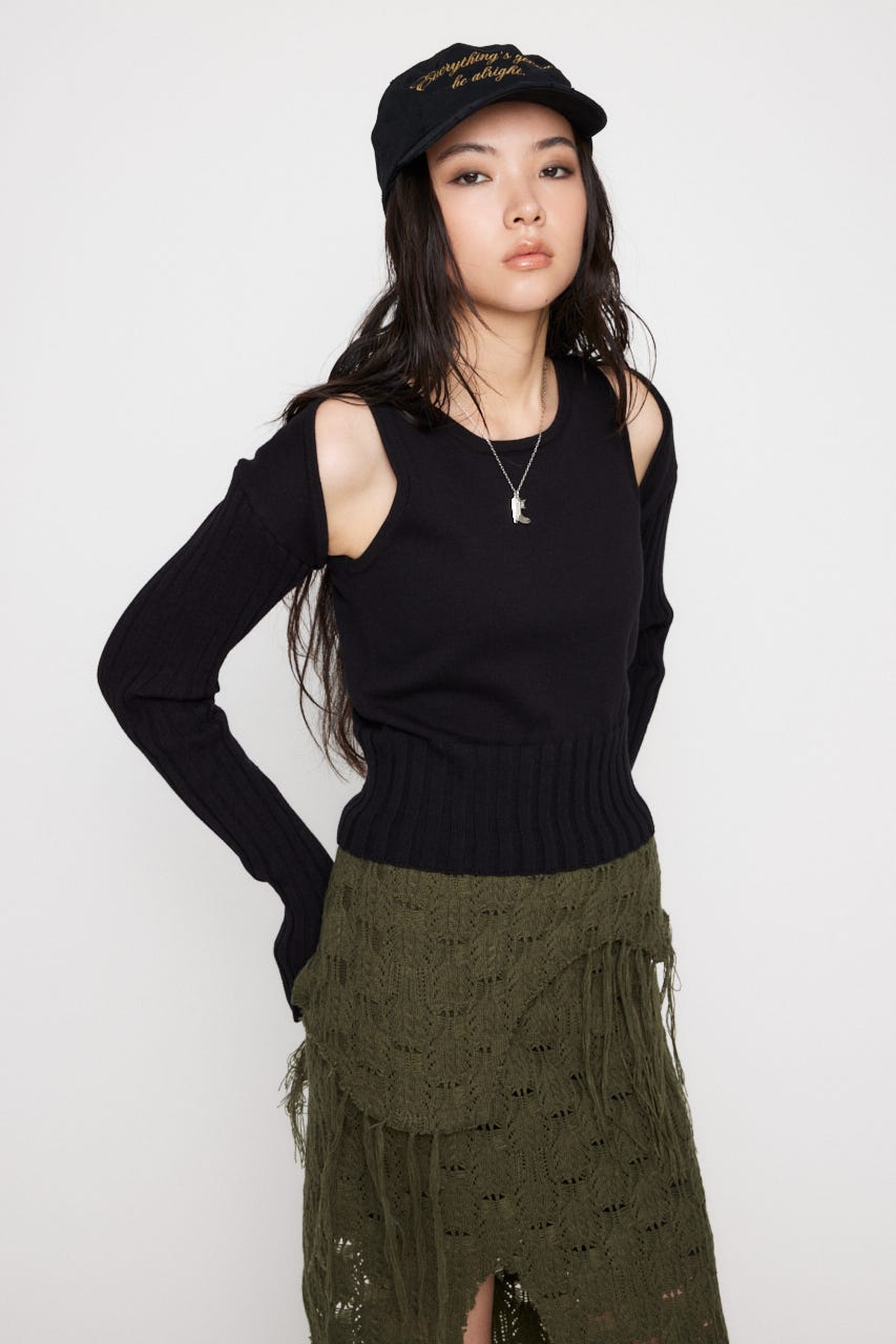 LAGUA GEM | RIB SLEEVE 2PIECE トップス (ニット ) |SHEL'TTER