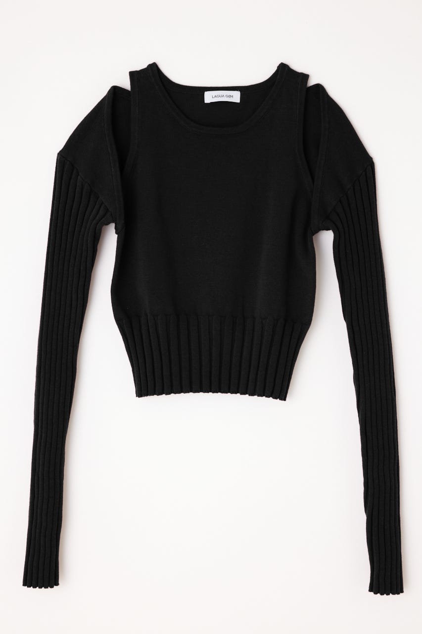 LAGUA GEM | RIB SLEEVE 2PIECE トップス (ニット ) |SHEL'TTER