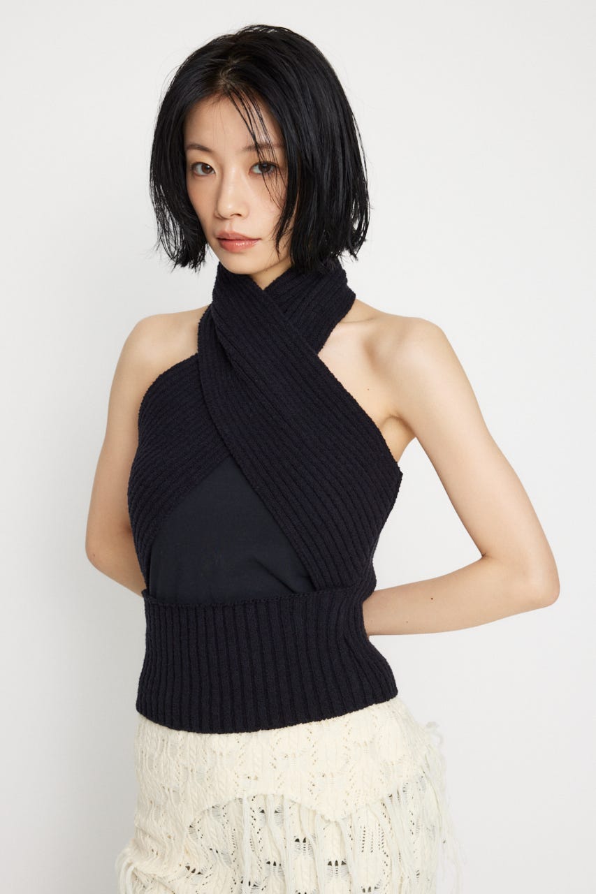 LAGUA GEM | CROSS RIB KNIT トップス (キャミソール ) |SHEL