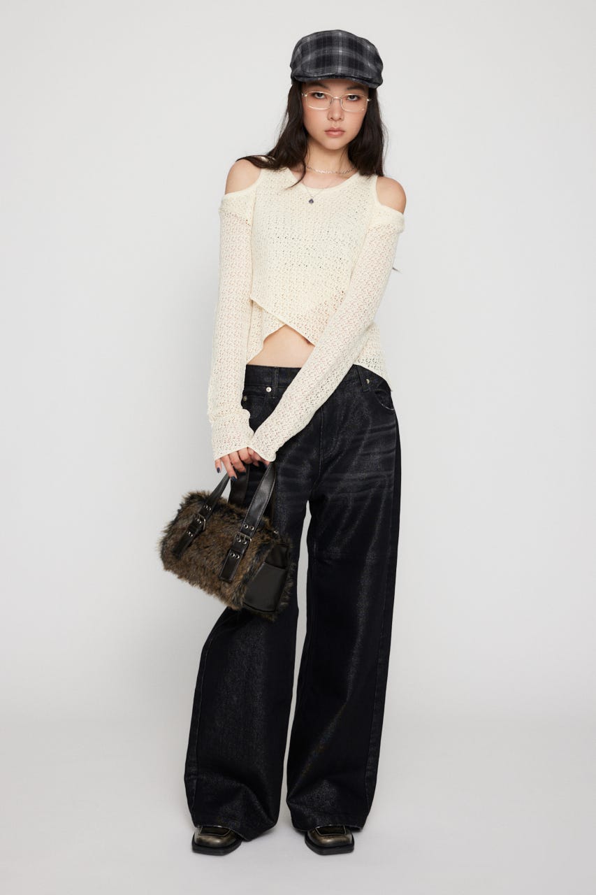 OVERLAP MESH トップス IVOY FREE