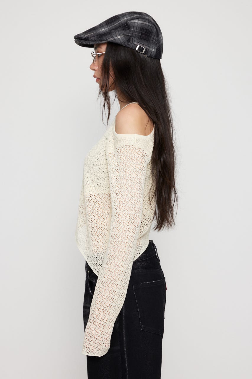 OVERLAP MESH トップス IVOY FREE