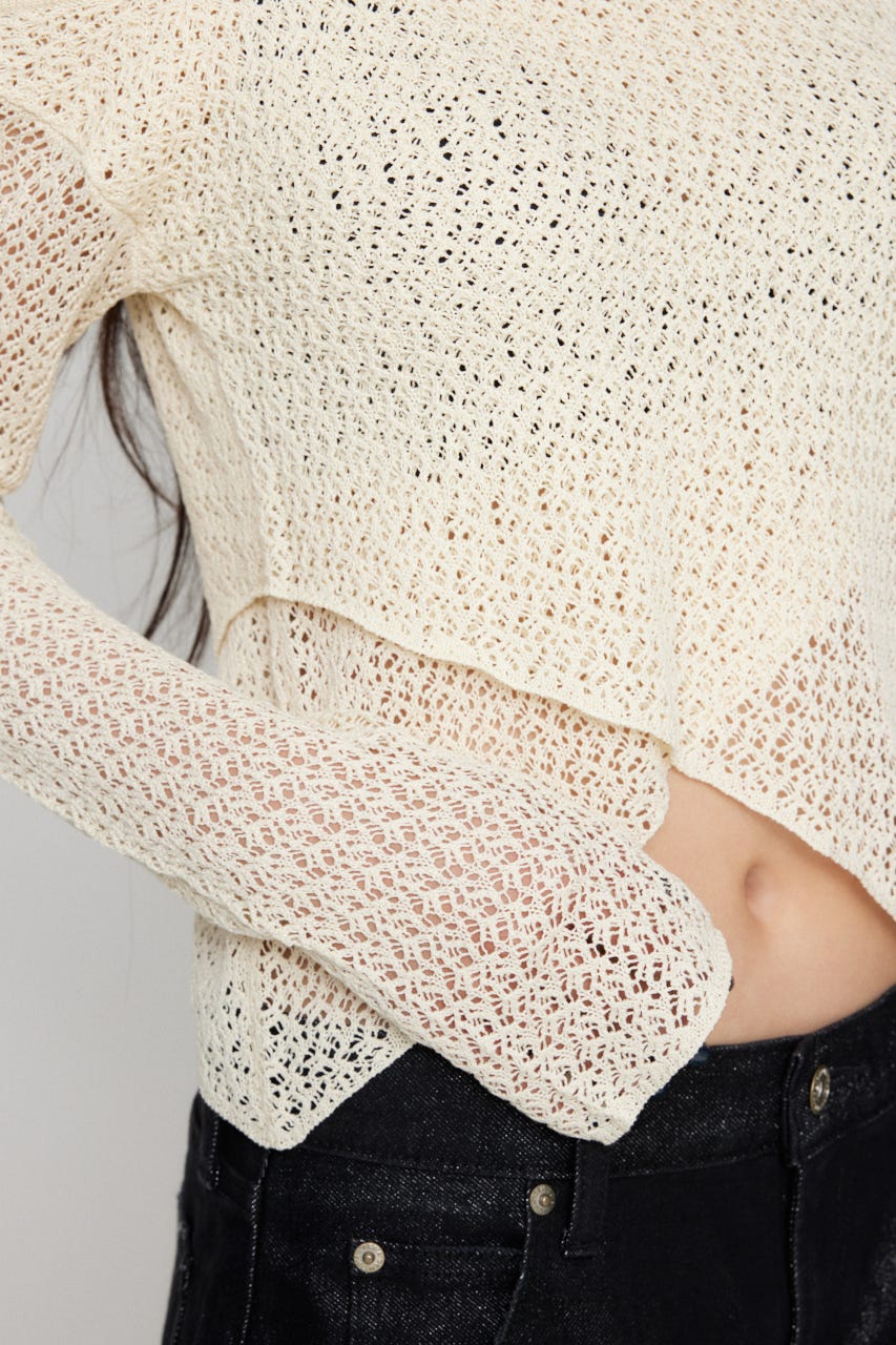 OVERLAP MESH トップス IVOY FREE