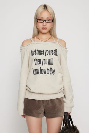 NECK LOOSEY PRINT ニット