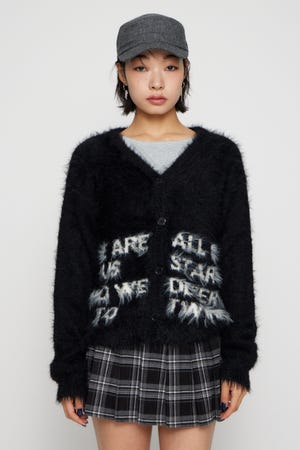 LETTERING OVER KNIT カーディガン