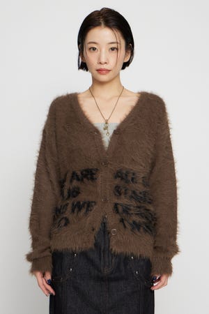 LETTERING OVER KNIT カーディガン