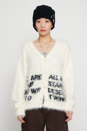 LETTERING OVER KNIT カーディガン