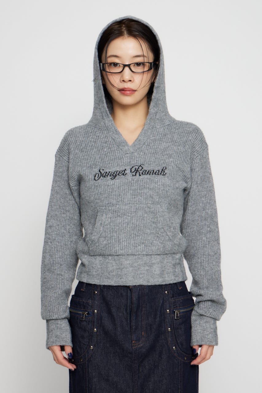 LAGUA GEM | JACQUARD HOODIE KNIT トップス (ニット ) |SHEL