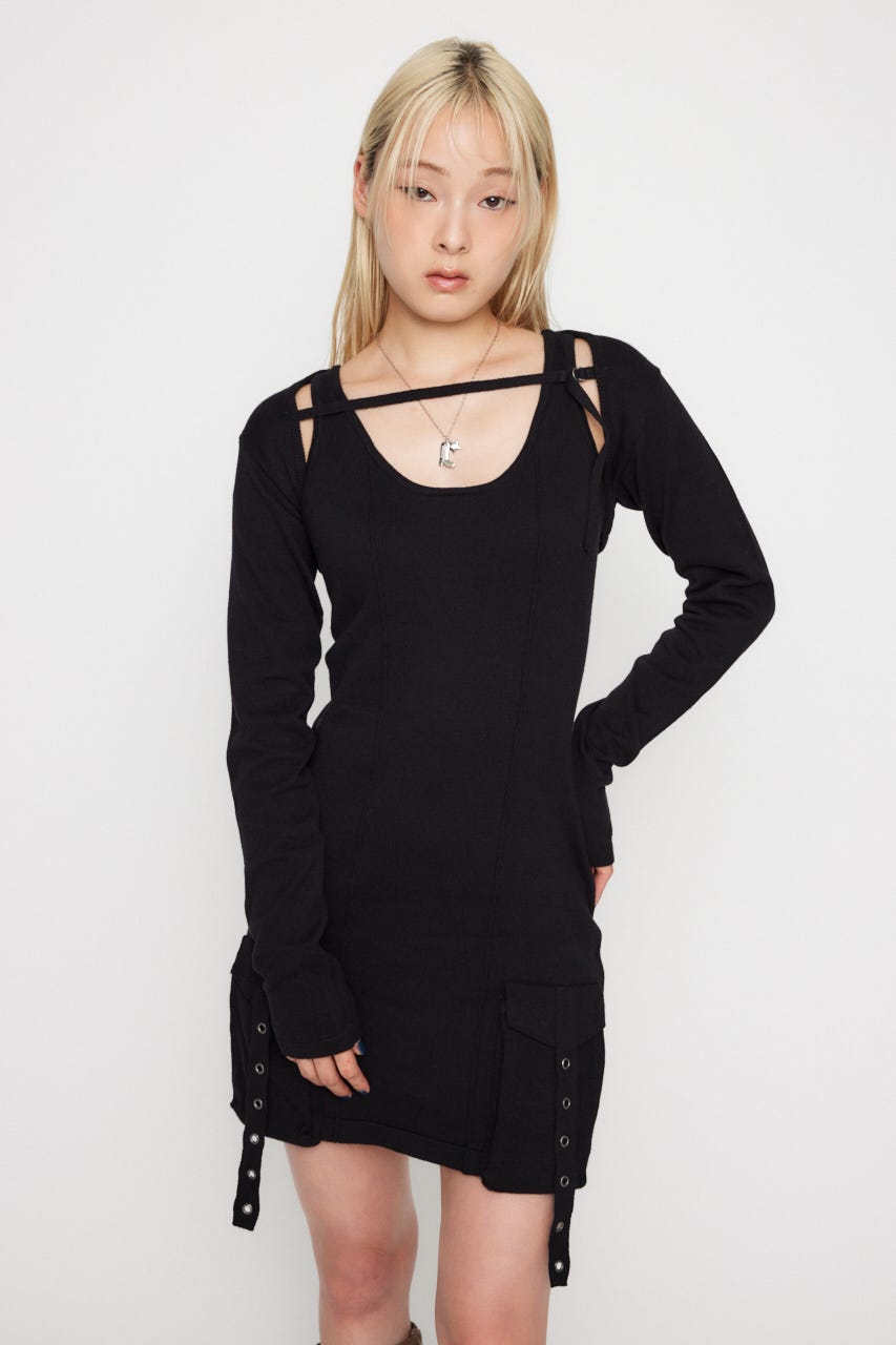 POCKET LINE 2PIECE ワンピース BLK M