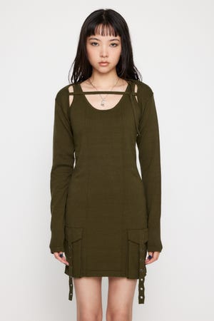 miiaさん◎格安送料込み2点セット！置くだけでかわいい◎洋梨型ラタン編み LAGUA GEM | POCKET LINE 2PIECE ワンピース (ワンピース(ミニ