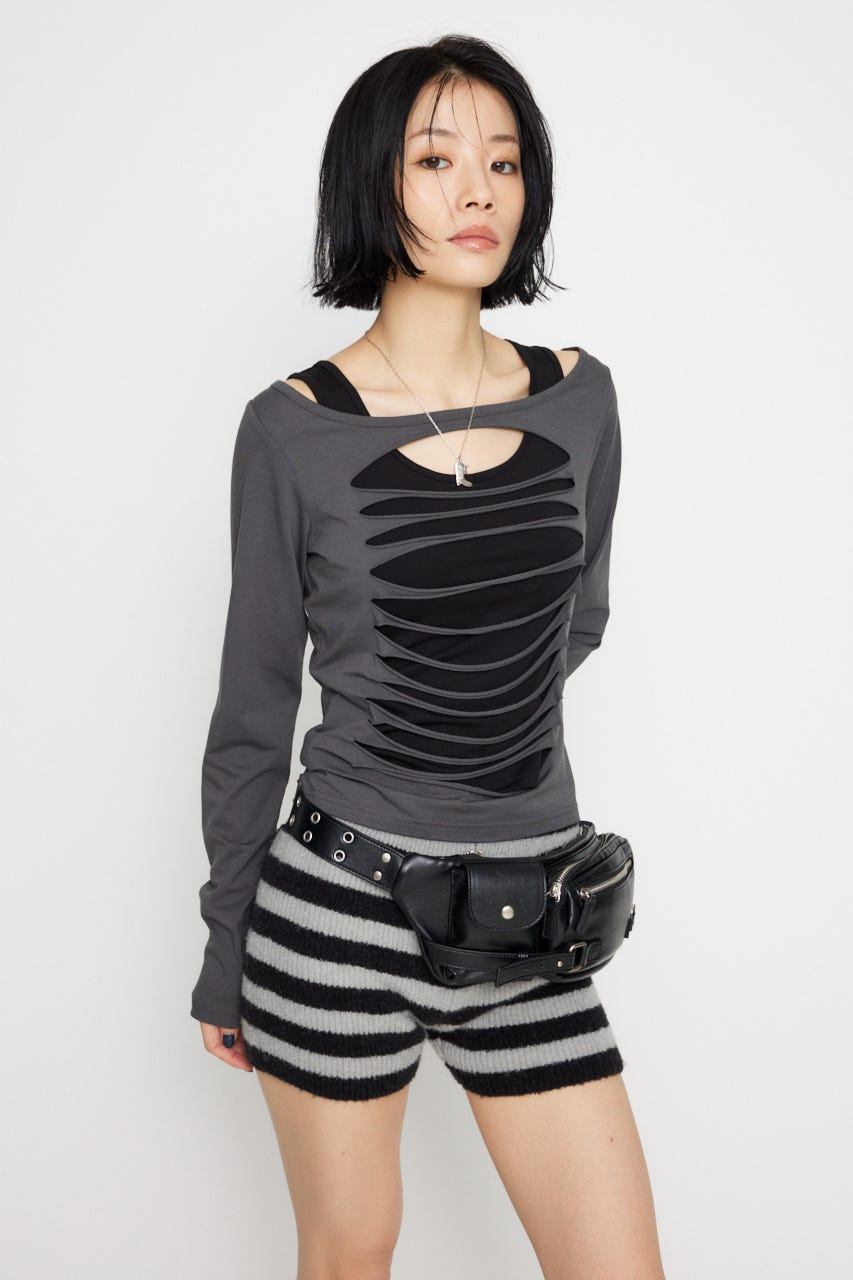 goa トップス LAGUA GEM | SIDE SLIT CRASH トップス (ニット ) |SHEL'TTER