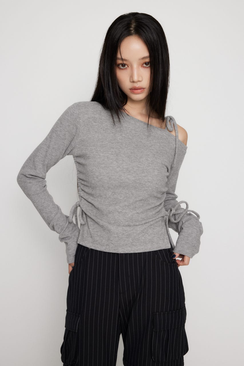LAGUA GEM | SIDE GATHER RIBBON トップス (Tシャツ・カットソー