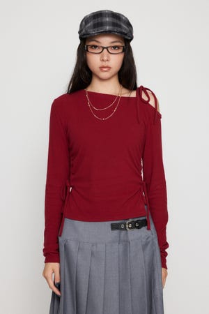LAGUA GEM | SIDE GATHER RIBBON トップス (Tシャツ・カットソー