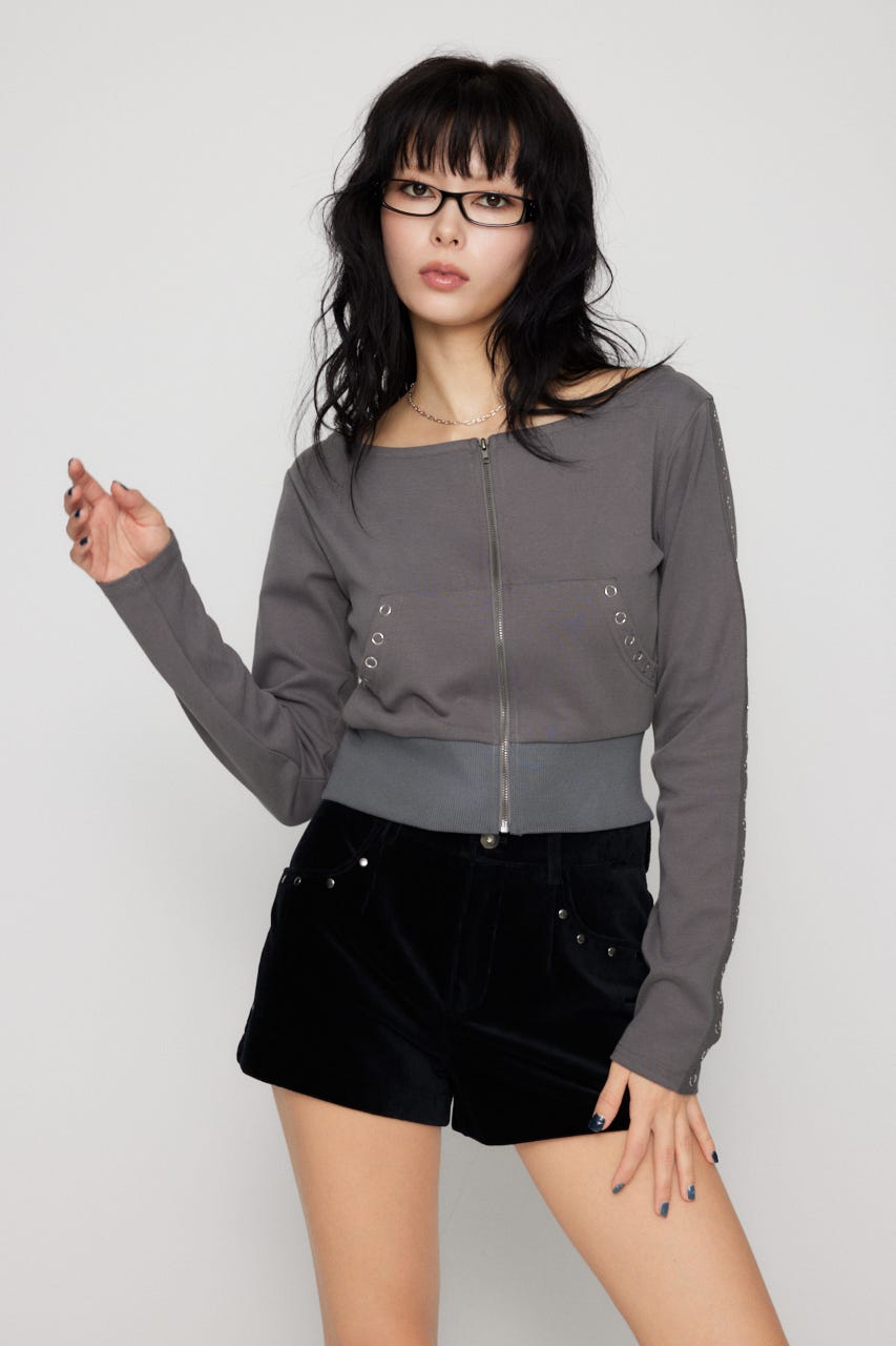 本日で出品終了‼️LAGUA GEM EYELET ZIP CUT トップス LAGUA GEM | EYELET ZIP CUT トップス (Tシャツ・カットソー