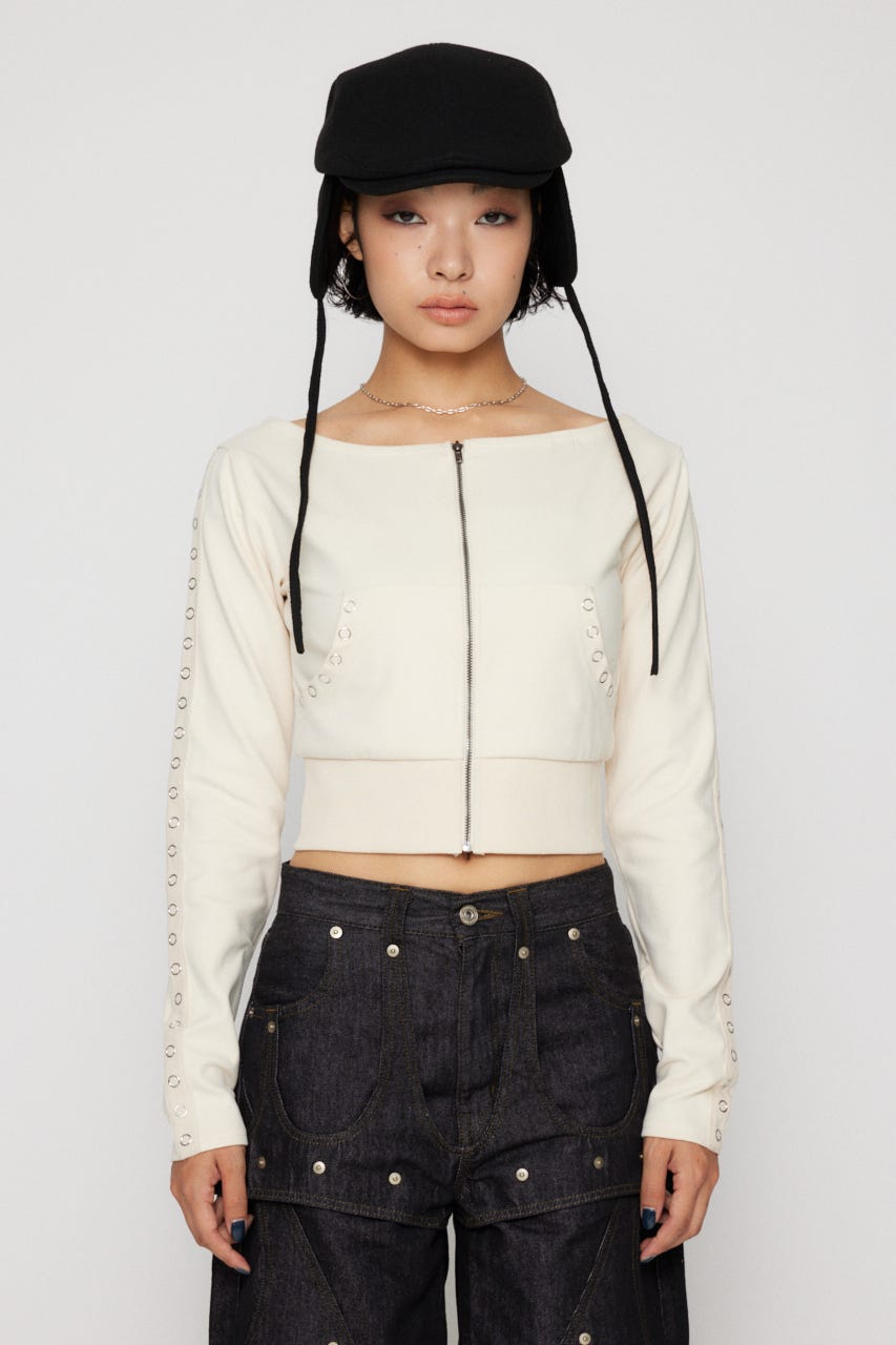 本日で出品終了‼️LAGUA GEM EYELET ZIP CUT トップス LAGUA GEM | EYELET ZIP CUT トップス (Tシャツ・カットソー